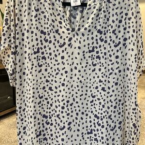 CAbi Women's Blue and White Spotted Blouse